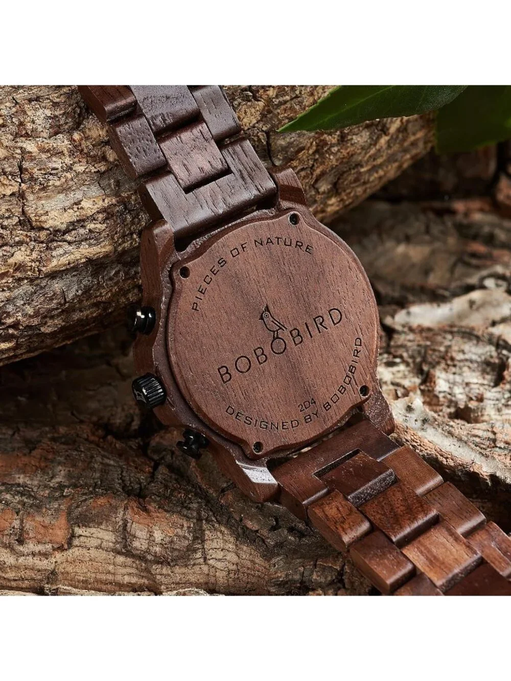 Men's Red Analog Quartz Ultra-Light Luminous Chronograph Casual Wooden Watch